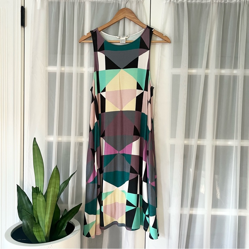 Mara Hoffman Geo Prism Abstract Trapeze Swing Knit Dress Sz XS